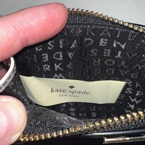 Kate Spade Laurel Way Bitsy Card Holder Zip Top with Keyring Blue Pink Stripe - Picture 6 of 10